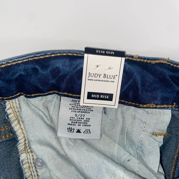NWT Judy Blue Jeans Womens Size 5/27 Skinny Fit Mid Rise Denim Frayed Tulip Hem - Picture 8 of 11
